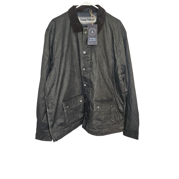 Tailor‎ Vintage Men's XXL Heritage Coated Jacket Phantom Black Cord Collar NWT
